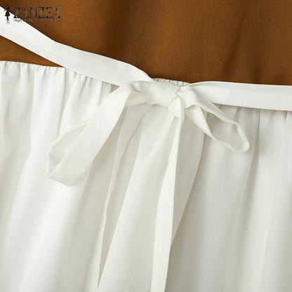 ZANZEA Plus Size Sweatshirts Elegante Pullover Herbst Langarm Damen Gut sitzende O-Ausschnitt Hoodies 2-teilige Strickpullover 5XL.