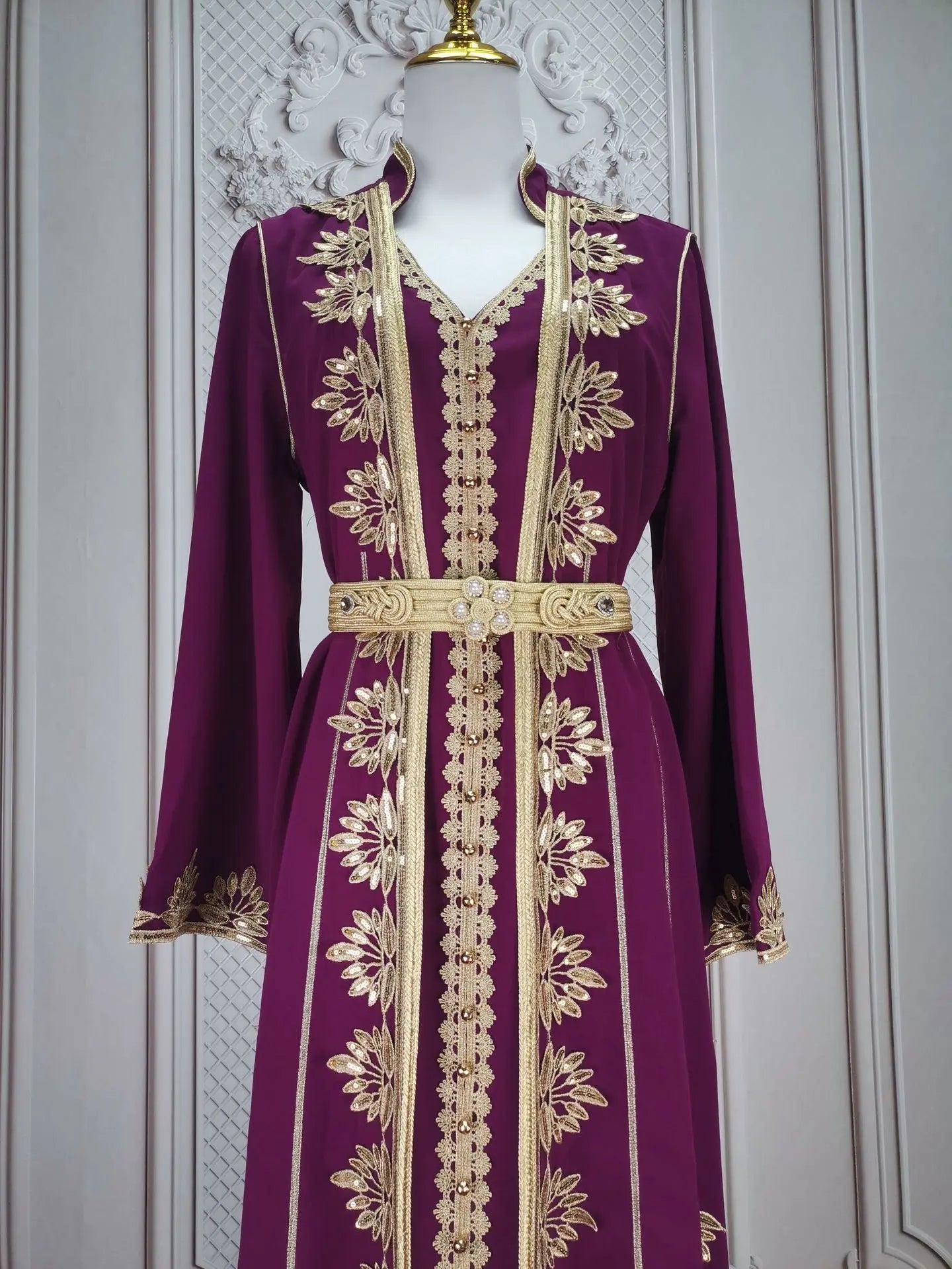 Eid muslimische Frauen Party Stickerei Kleider 2 Stück Set Jalabiya Ramadan Islam Vestidos arabische Robe Marokko Dubai Abayas Kaftan