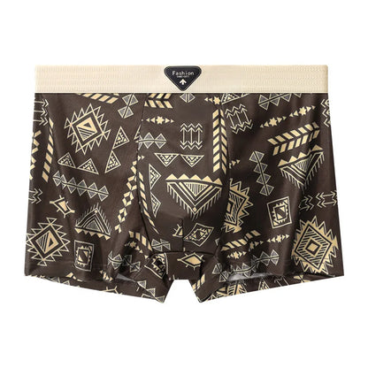 4Pcs Boxer Shorts männer Unterwäsche Eis Seide Unterhose Sexy Höschen Gedruckt Boyshort Atmungsaktive Elastische Dessous Plus Größe L-4XL