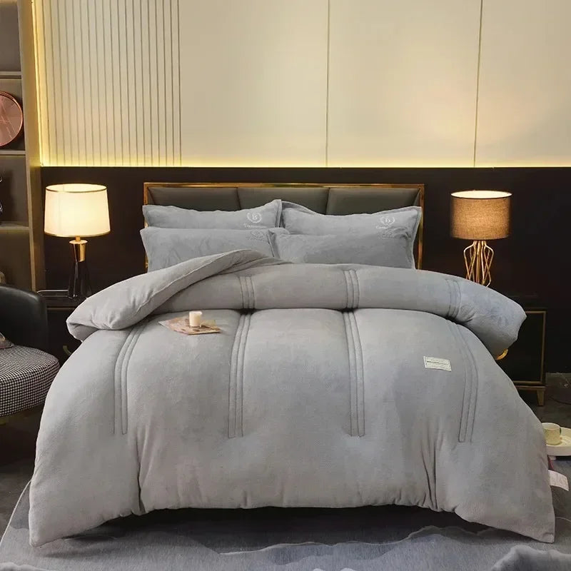 Winter Quilt Blanket Double Sided Velvet Lamb Cashmere Double Bed Quilts King Queen Full Size Bed Duvet Thicken Comforter Core