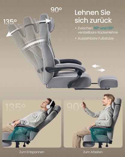 SONGMICS Gaming-Stuhl, Bürostuhl, Computerstuhl, ergonomisches Design, mit Fußstütze