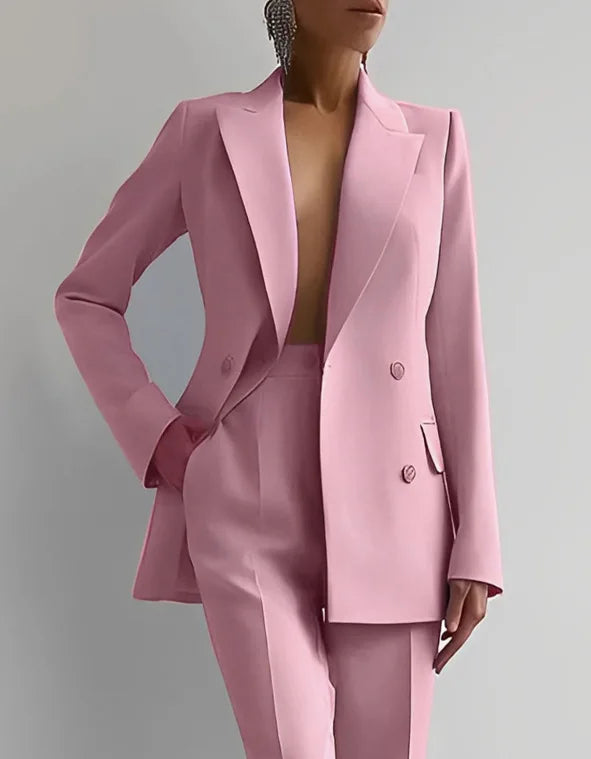 Spring Casual Long Sleeve Suit Set Autumn Elegant Office Lady Solid Slim Tops Blazer Pants Two Piece Sets Women Outfit 2025.