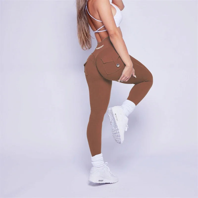 Women Bum Leggings 2025 Women High Waist Tights Pants Peach Hips with Pockets Women Workout Gym Leggings Yoga Pants.