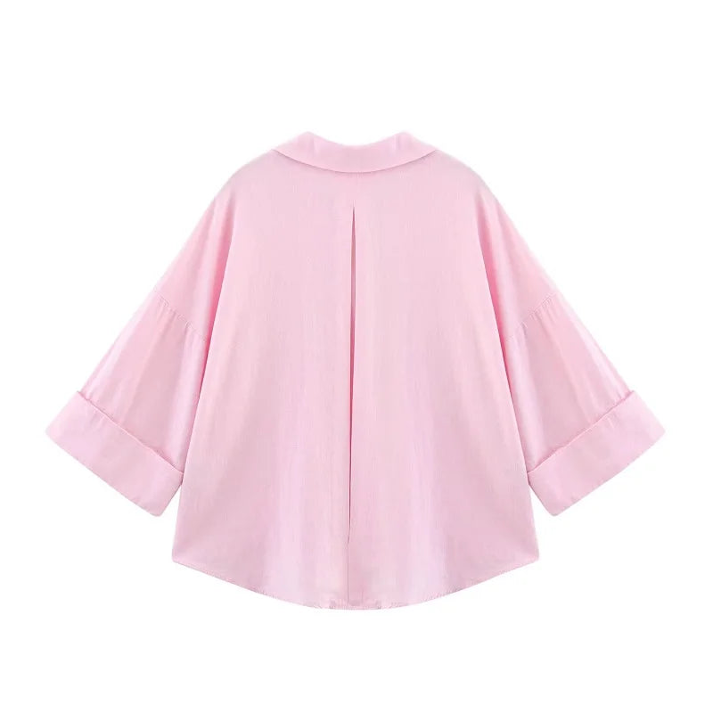 MUJER Women's Shirts Striped Oversize Shirts for Women Wide Sleeve Casual Shirts and Blouses Woman White Summer Loose Tops Woman.