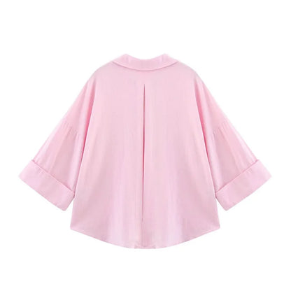 MUJER Women's Shirts Striped Oversize Shirts for Women Wide Sleeve Casual Shirts and Blouses Woman White Summer Loose Tops Woman.