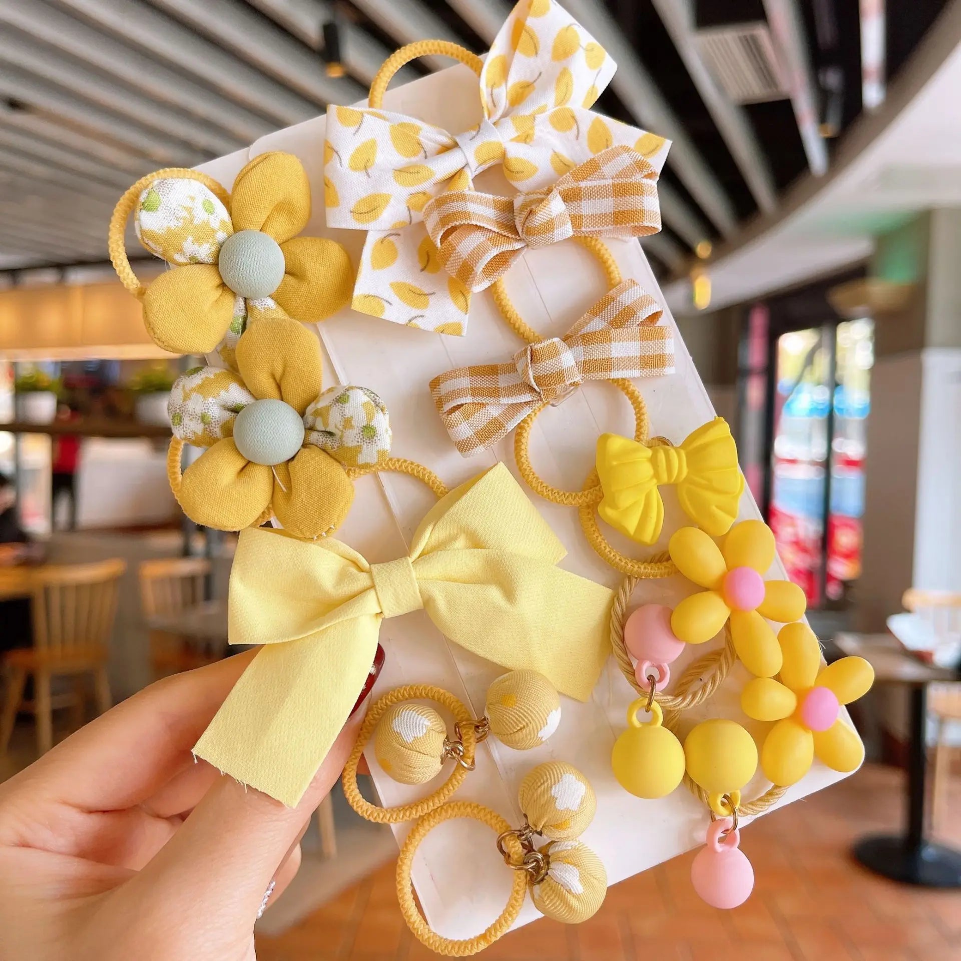 Kawaii Flower Bow Scrunchies Set Children Gift Girls Elastic Hair Rubber Bands Accessories Tie Hair Ring Rope Headdress Headwear.