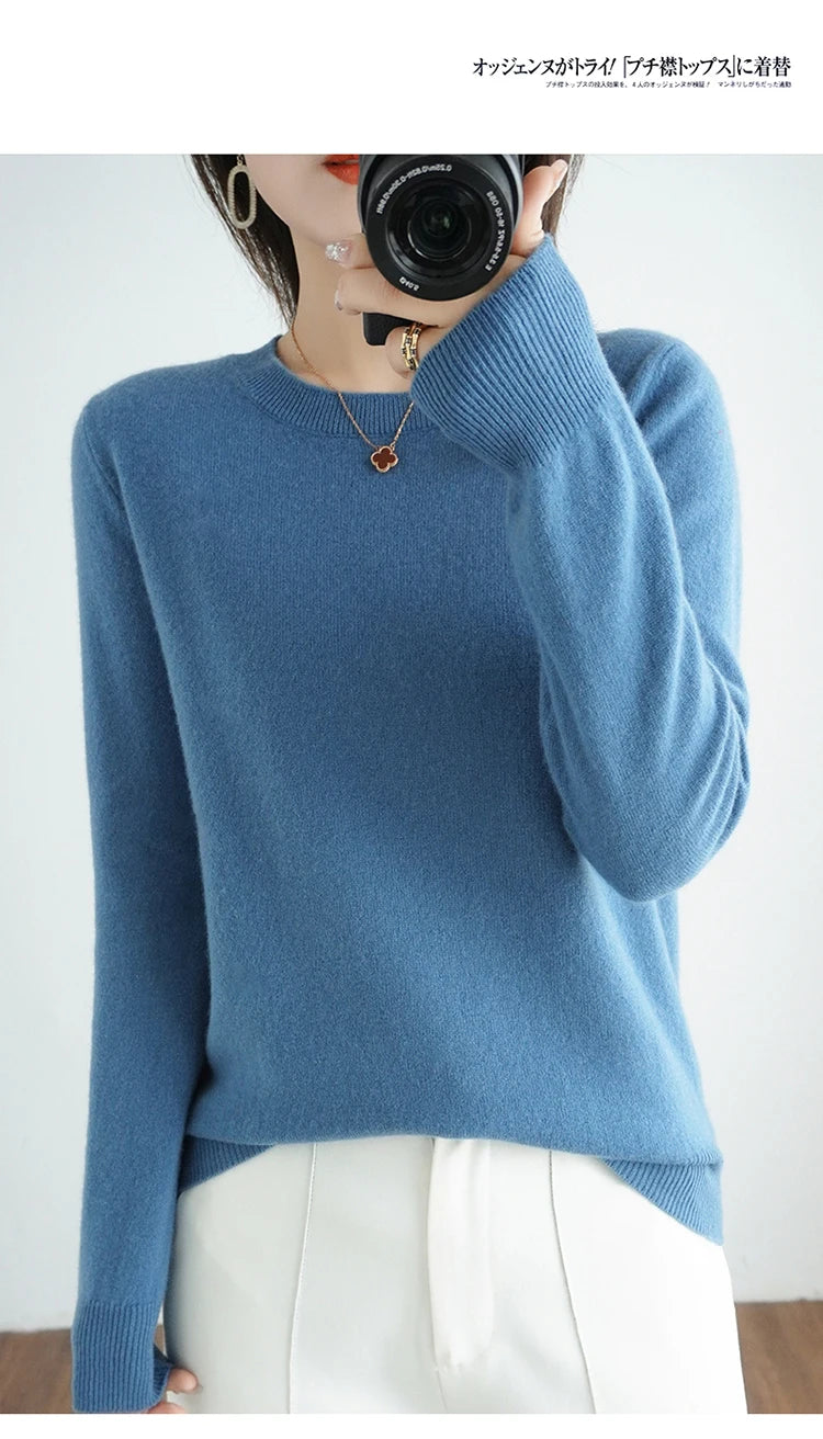 Herbst und Winter Kaschmirpullover Damen Rundhalspullover lässig gestrickt Top Damen kurze Unterwolle Mode 18 Farben