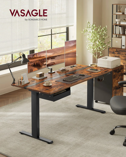 VASAGLE Höhenverstellbarer Schreibtisch elektrisch, 70 x 160 cm , stufenlos verstellbar, Memory-Funktion mit 4 Höhen