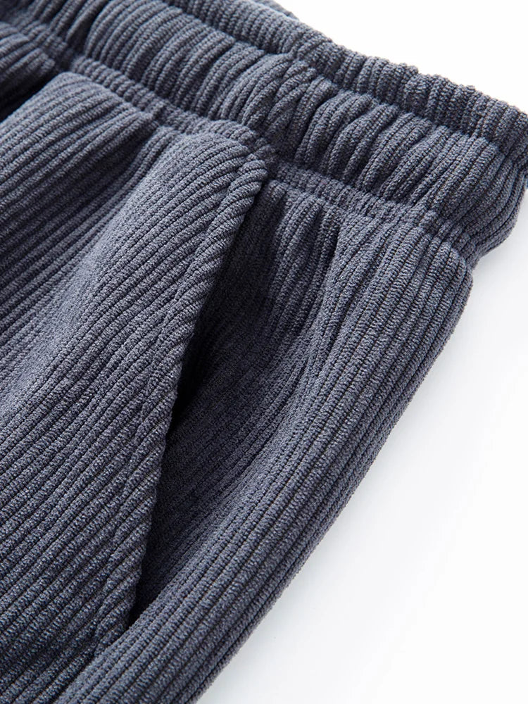 Winter Thick Warm Corduroy Sweatpants Men Fleece Liner Drawstring Straight Loose Track Pants Male Casual Fleece Thermal Trousers.