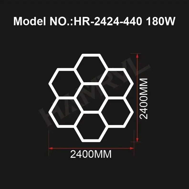 Hexagon LED lighting for Garage Barbecue Shop Barbershop Gym Bar Car Detailing Showroom 4S Workshop Ceiling Light Honeycomb Tube