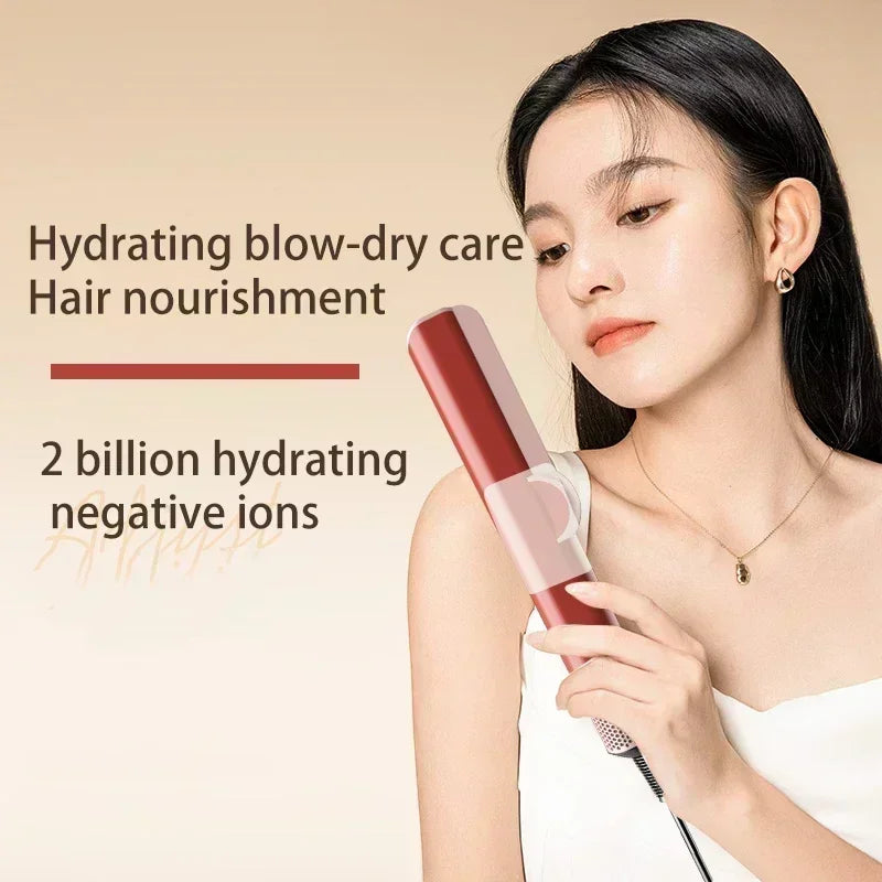 2025 New 2-in-1 Hair Straightener & Dryer Combo - Smartly Controlled Negative Ion Heating Plates, Suitable for Home Hair Styling.