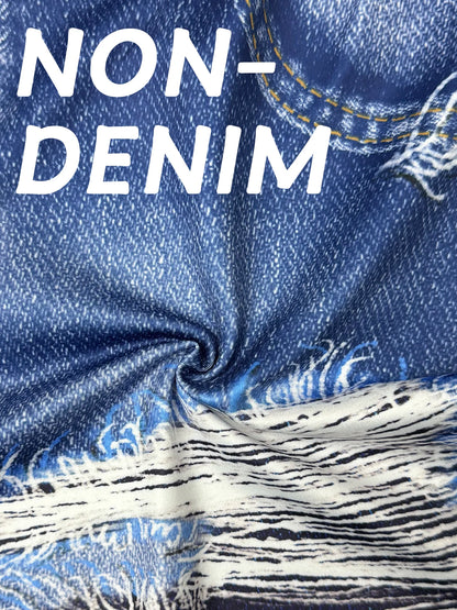 Plus-size women's shorts imitation jeans printed holes design casual fashion comfortable summer tight hot pants.