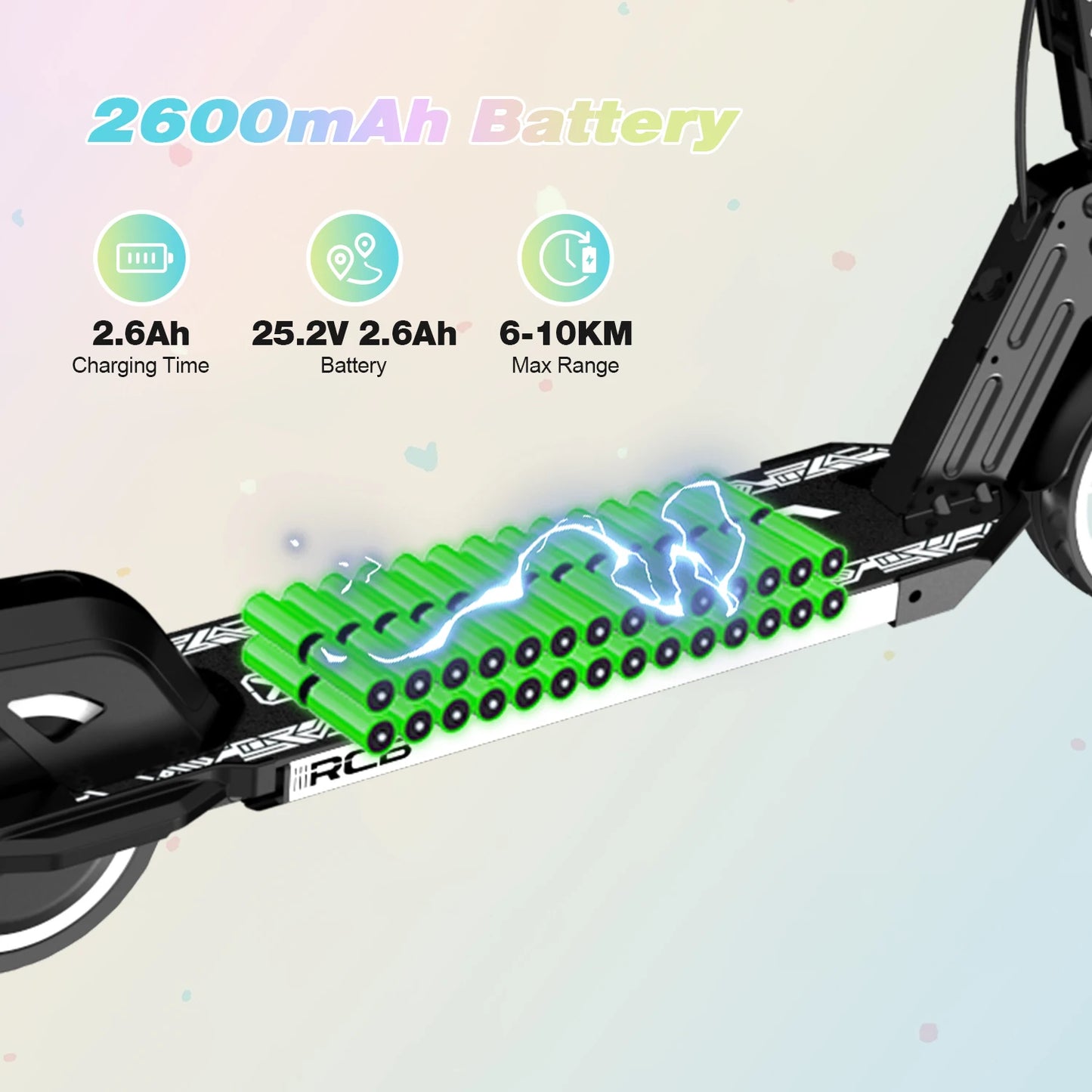 RCB R12 Electric Scooter for Kids Age 6-12, Colorful Lights, 6.5" Foldable E Scooter, LED Display, Lightweight Electric Scooter.