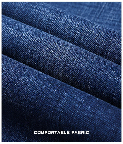 Große Größe 40, 42, 44, 46, lockere, gerade Jeans für Herren, Herbst, neue Business-Casual-Stretchhose, klassische blaue Denim-Hose für Herren.