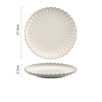 Retro Ceramic Dishes Plates Fish Dish Plates Manual Flower Relief Living Room Dinner Plate Kitchen Fruit Salad Dish Bowl.