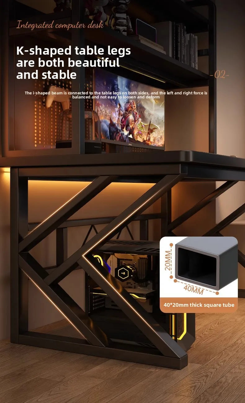 Schreibtisch, Bücherregal, integrierter Schreibtisch mit Lochbrett, Schlafzimmer, E-Sport-Tisch, Desktop-Computertisch