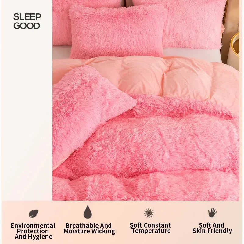 3/4PCS Luxurious Plush Duvet Cover Set – Cozy & Soft Bedding, Perfect for Bedroom Comfort, Ideal for Guest Rooms and Dorm Aesth.