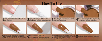 6 colors Dip Powder Set Brown Coffe Color Nail Powder Dipping Nail Powder Nail Art Manicure DIY Salon No Need Lamp Cure.