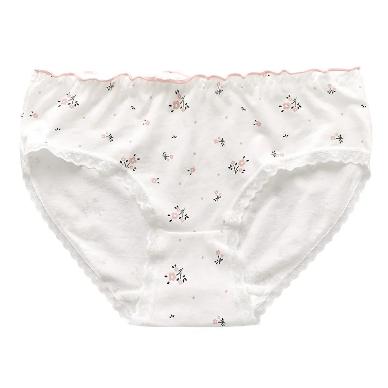 New Women Panties Antibacterial Cotton Lace Underwear Women's Floral Sweet Girls Briefs Mid-waist Shorts Female Lingerie M-XXL