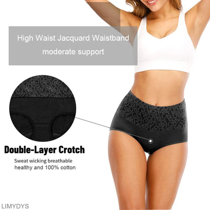 Underwear for Women Cotton High Waist Panties Tummy Control Briefs Ladies Panty Full Coverage Female Lingerie Stretch Underpants.