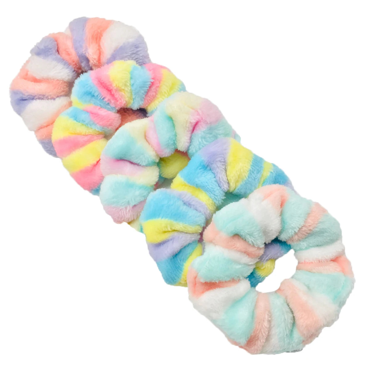 6pc Hair Scrunchies Furry Elastic Band Women Girl Ponytail Holder Rubber Ties Accessories Plush Faux Fur Soft Chiffon Headband