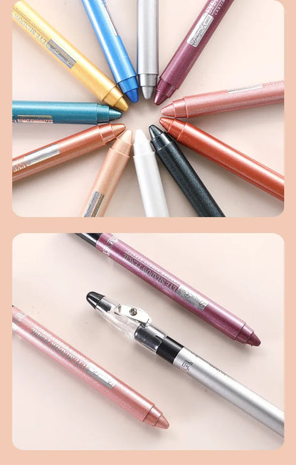 12Colors Glitter Eyeshadow Pen Long Lasting Matte Eye Shadow Palette Shiny Highlighter Silver Purple Eyeliner Pencil Cosmetics.