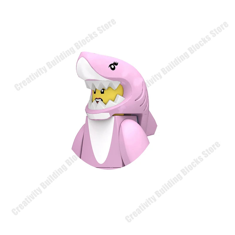 New Hot Series Gray Shark Boy Girls 3D Model DIY Building Bload Toys Classic Movie Children's Toys Gifts.