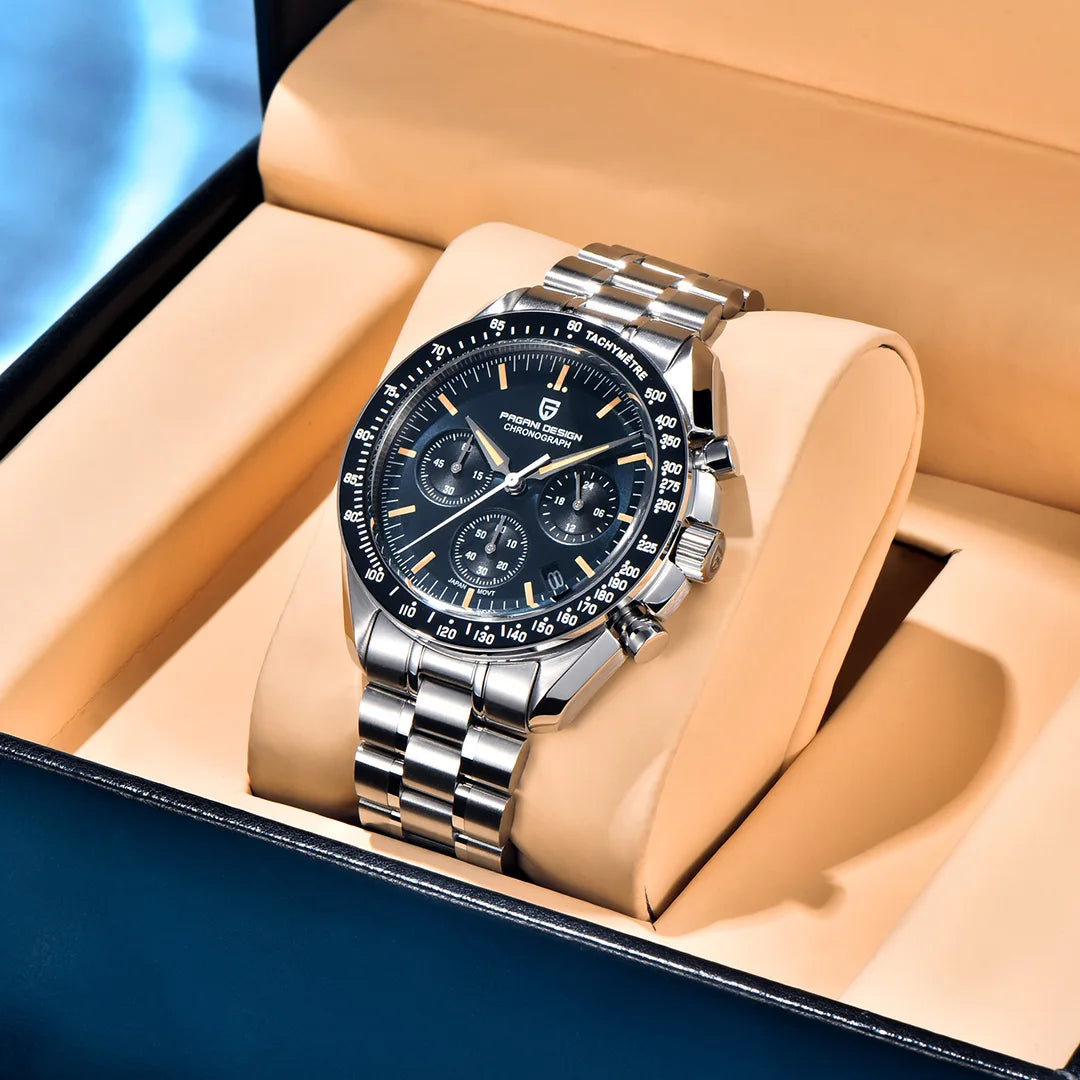 PAGANI DESIGN 2025 New Moon Watch Retro Luxury Quartz Watches For Men Stainless steel Luminous waterproof Sport Chronograph Man.