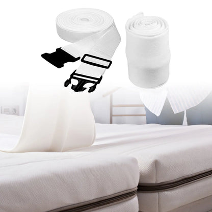 Polyester Fiber Bed Bridge Connector Twin to King Converter Kit with Adjustable Strap for Family Travel Bedding Accessories.