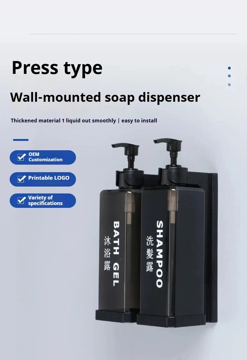 Hotel-Shampoo- und Duschgel, separate Flaschen, Wandmontage, kein Stanzen, Händedesinfektionsboxen, wandmontierte manuelle Seifenspender