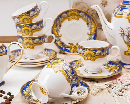 Luxury Blue Ocean Bone China Dishes Plates Western Clubhouse Upscale Heart Of The Sea Ceramic Tableware Decorative Plate.