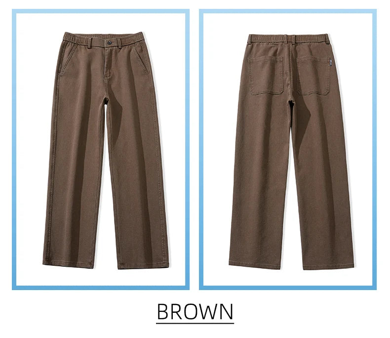 Mens Lyocell Straight Loose Elastic Waist Jeans 2025 Autumn Winter Fashion Brand Comfortable Versatile Pants Plus Size 5XL.