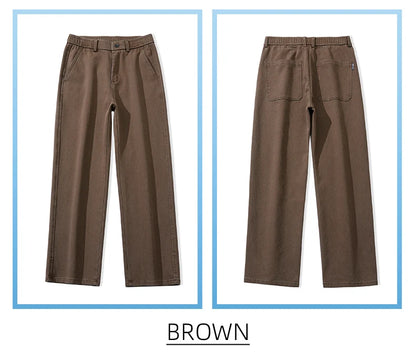 Mens Lyocell Straight Loose Elastic Waist Jeans 2025 Autumn Winter Fashion Brand Comfortable Versatile Pants Plus Size 5XL.