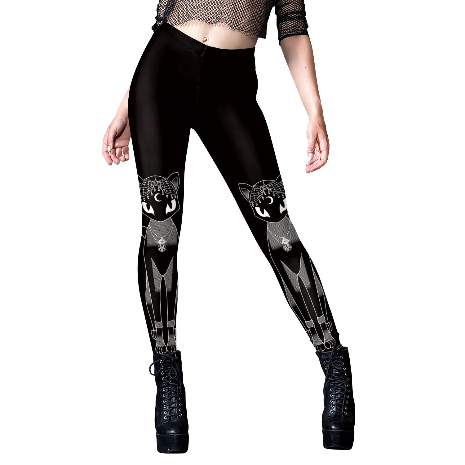 [You're My Secret] Sexy Women's Black Ouija Punk Rock Gothic Leggings For Women Push Up Fitness Legging Stretch Printed Leggins.