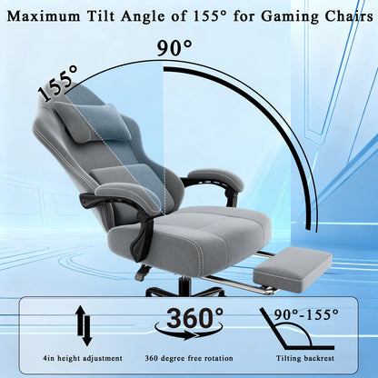 Ergonomischer elektronischer Gaming-Stuhl mit Massagefunktion, verstellbarer Lordosenstütze und Fußpedalen, Computer aus atmungsaktivem Stoff