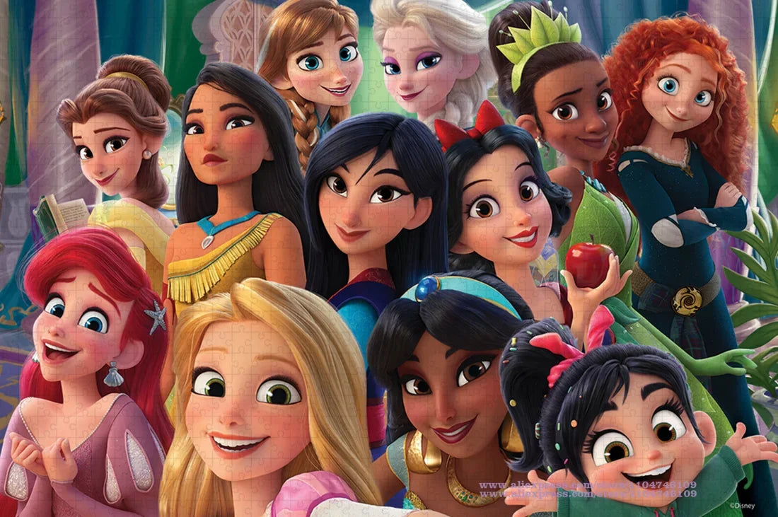 Disney Princess Puzzle Elsa Ariel Snow White Jigsaw Puzzles for Girl Children's Educational Toys Diy Gift108/200/300/500/1000Pcs