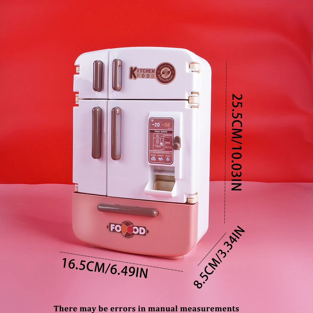 Cute Simulation Microfilm Furniture Double Door Refrigerator 1:12 Dollhouse Kitchen Model Decorations For Girl Birthday Gifts.