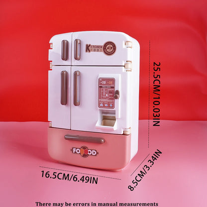 Cute Simulation Microfilm Furniture Double Door Refrigerator 1:12 Dollhouse Kitchen Model Decorations For Girl Birthday Gifts.