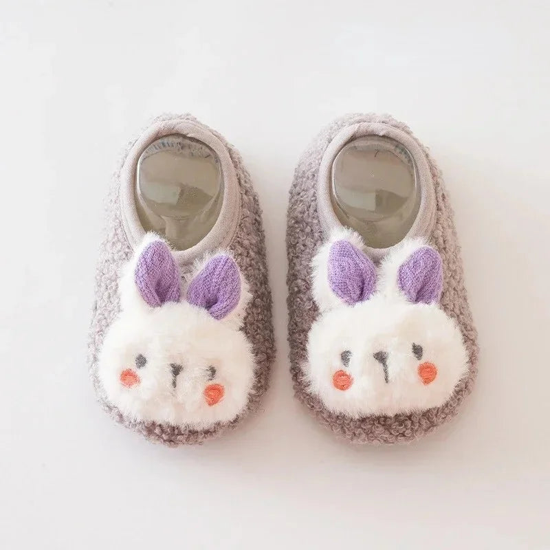 Autumn Winter Baby Slippers Toddler Plush Floor Sock Shoes Children Soft Sole Walking Shoes Indoor Home Anti-slip Kids Shoes