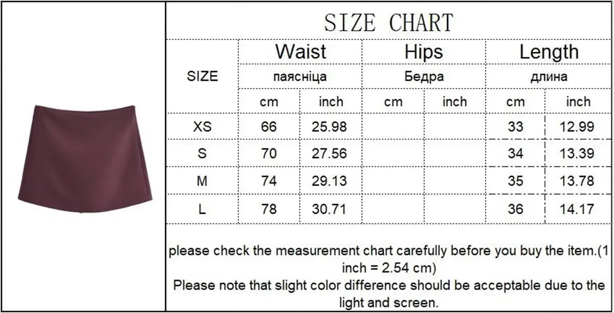 TFMLN New Spring Women Solid Skort Fashion Causal Side Zipper Mini Shorts Skirts Vintage High Waist Streetwear Shorts Skirts.