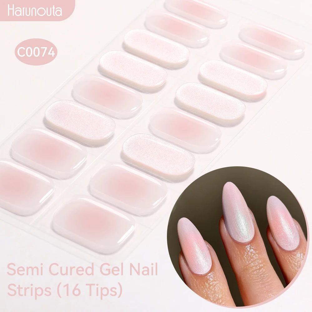 Harunouta Gradient Semi Cured Gel Nail Sticker Long-Lasting UV Nail Sticker UV/LED Extension Gel Nail Foil Gel Polish Full Cover