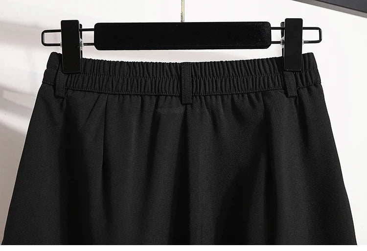 Women's A-Line High Waisted Wide Leg Short Pants Plus Size Casual Suit Shorts Summer 2025 Oversized Loose Five Quarter Pants