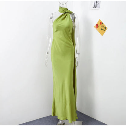 Elegante Feste Band Frauen Halfter Kleid Off Schulter Ärmellose Backless Dünne Weibliche Maxi Kleider 2025, Sommer Neue Chic Dame Robe