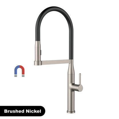 Luxury Brushed Gold Brass Pull Out Kitchen Faucet with Ceramic Cartridge Hot Cold Water Sink Tap Modern High End Sprayer Durable