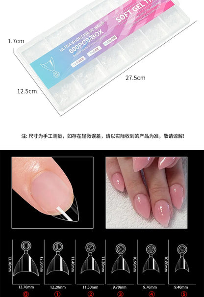 120-600Pcs False Nail Tips Soft Gel Fingertip Semi-matte Square French Coffin Full Half Cover Artificial Fake Nails Extension.