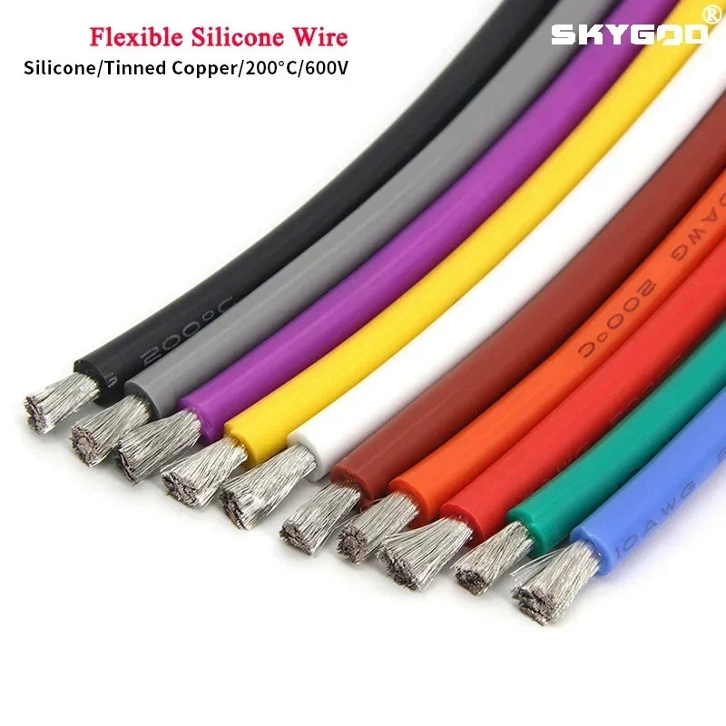 1/5/10m Soft Silicone Cable 26 24 22 20 18 16 14 12 10 8 6 4 2AWG Car Battery Automotive Wiring Heat-resistant Electrical Wires.