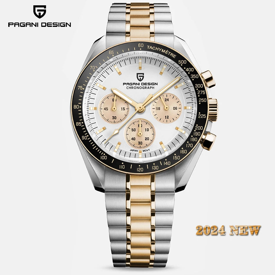 PAGANI DESIGN 2025 New Moon Watch Retro Luxury Quartz Watches For Men Stainless steel Luminous waterproof Sport Chronograph Man.
