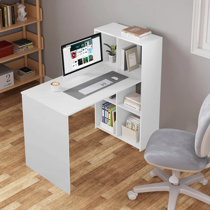 WOLTU Weißer PC-Computertisch aus Holz, Büro-Ecktisch mit Ablagefach, 120 x 63 cm, Arbeitsplatz für Arbeitszimmer, Wohnzimmer, Schlafzimmer