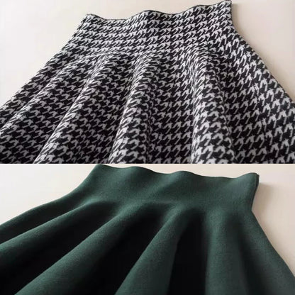 Women High Waist Knitting Pleated Skirks Autumn Winter Casual Lady Elastic Mini Tutu Skirts.