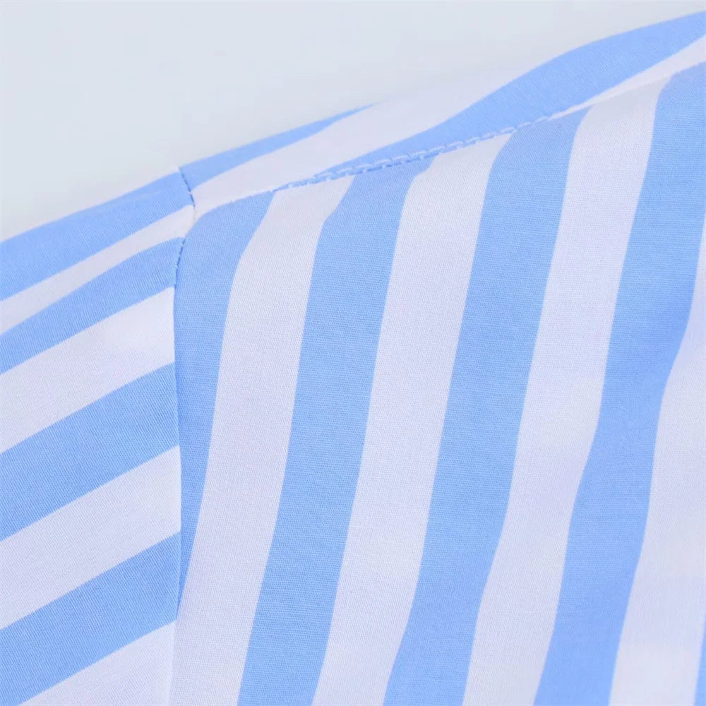 women's striped loose shirt with collar decoration for spring and summer new casual women's clothing.